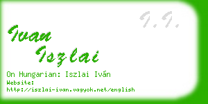 ivan iszlai business card